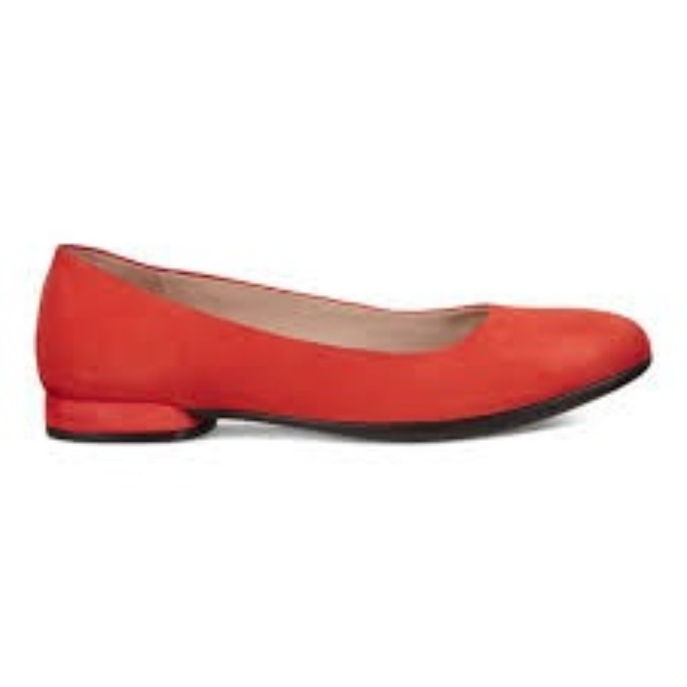 Ecco Women's Anine Orange Suede Ballet Flat Shoes //